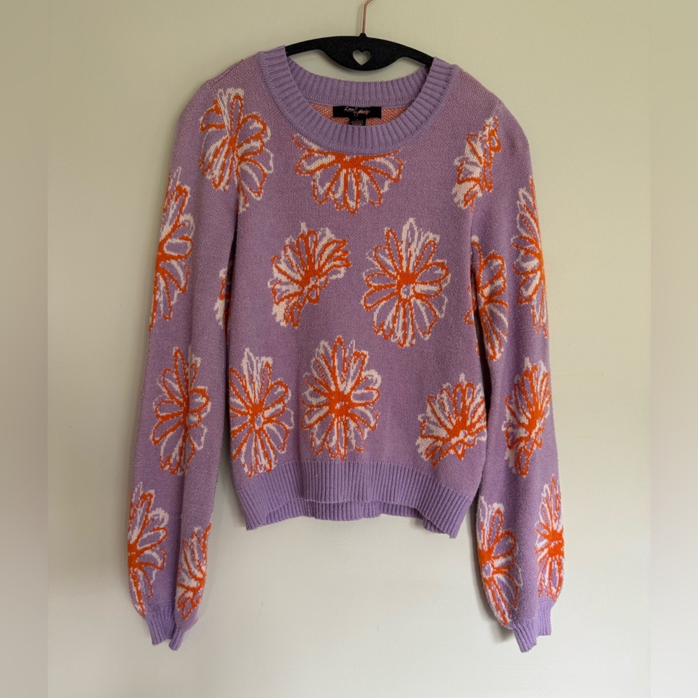 Love By Design Lavender and Orange Floral Sweater